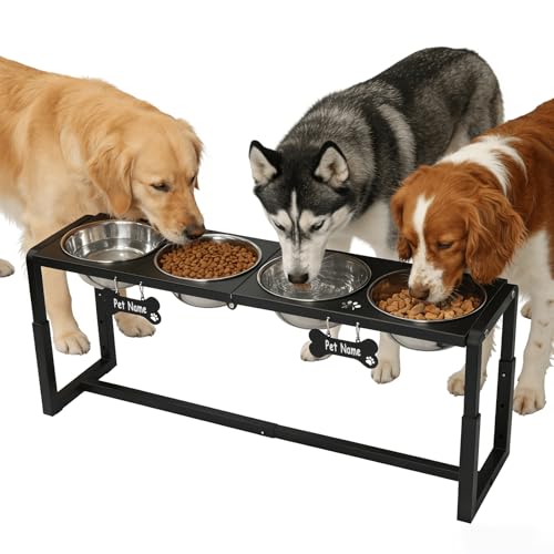 Metal Elevated Dog Bowls for Medium (Black-58oz x 4 / Height: 8.8-14")