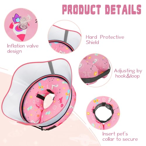 Elevated Inflatable Dog Cone Collar to Stop Licking (Pink / L(Neck 12"-16"))
