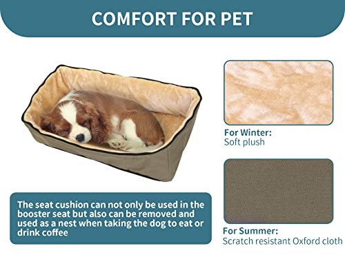 Dog Booster Seat For 2 Small Dogs or Medium Dog up to 45 lb (Large / Dark Brown)