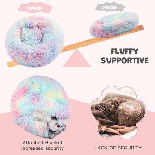 26in Covered Dog Bed with Blanket Attached Calming Burrow Light Grey (26.0"L x 26.0"W x 9.0"Th / Multicolored)