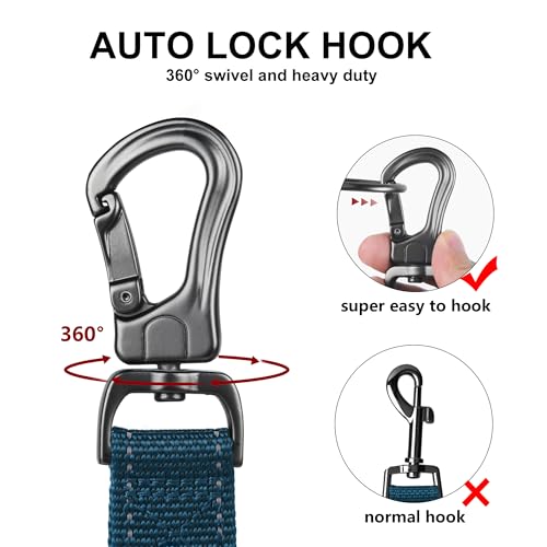 4FT 1IN Heavy Duty Dog Leash for Large Dogs with 2 Padded Handles (Blue / 1 in x 4 ft)