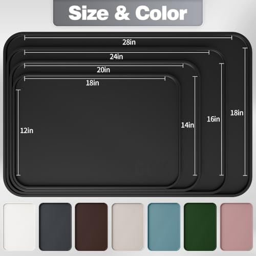 Silicone Dog Cat Food Mat Extra Thick Raised Edge (Black / 24"L x 16"W)