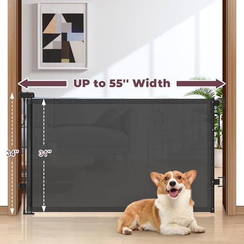 Retractable Baby Gates 2 Pack (Black / 34" Tall x 55" Wide (2Pack))