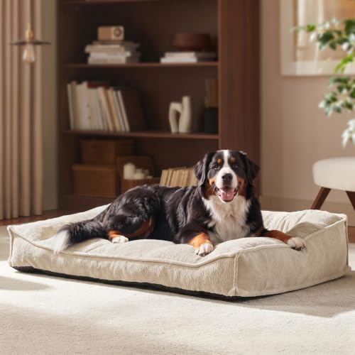 XXL Orthopedic Dog Beds Large Sized Dog (Beige / 45"L x 32"W x 9.5"Th)