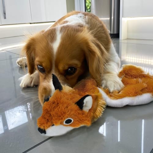 2-in-1 Stuffless Squeaky Dog Toy - Fox, Large (Brown/Fox / Large)