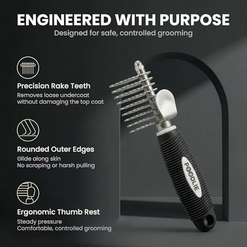 Poodle Dematting Fur Rake Comb Brush for Dogs and Cats (Black / Dematting Comb)
