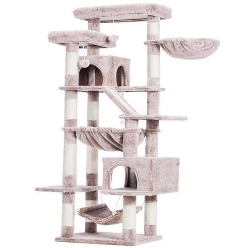 Cat Tree, 71-Inch-Tall Tower for Indoor Cats with 2 Perches HCT034MU (Rosy Brown / 71 inch)