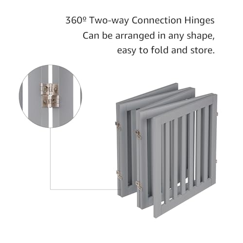 24”H Free Standing Pet Gate for Dog Cat (Gray / 100"W×24"H)