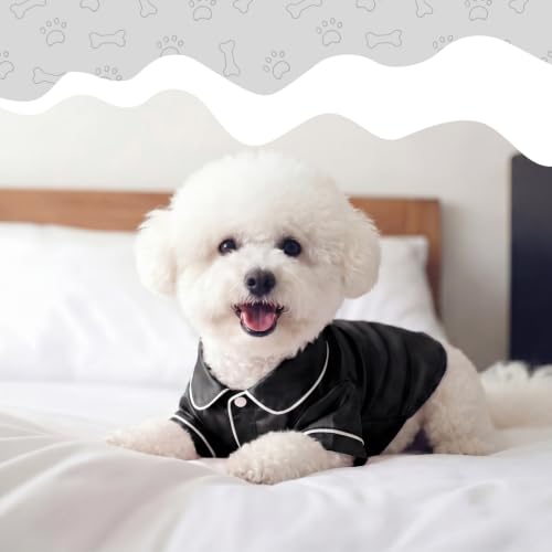 Dog Silk Pajamas Shirt Puppy Satin Pjs for Small Dog (S / Black)