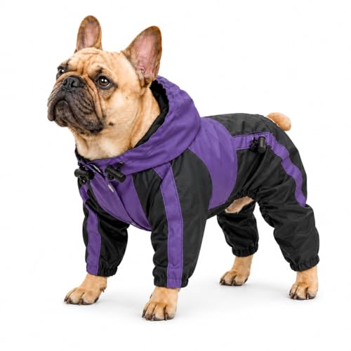 American Bully Pitbull Dog Hooded Raincoat (B-M (for Bulldog/Beefy dog) / Purple)
