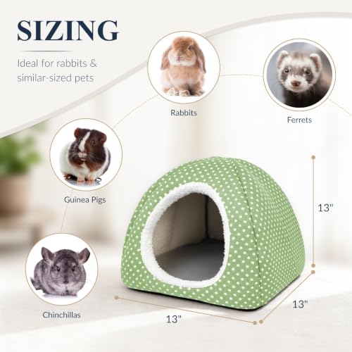 Rabbit Hideout Large Bunny Bed Washable Rabbit House (Green)