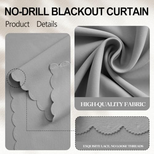 Self Adhesive Blackout Curtains (Light Grey / 59"W x 96"L (Pack of 1))