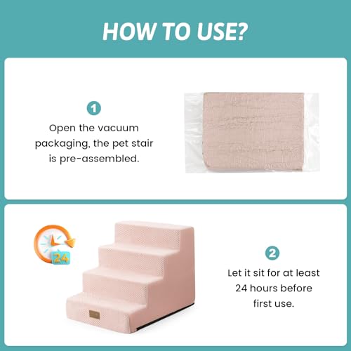 Dog Stairs for Small Dogs (Pink / 17.7x23.6x17.7 inch)