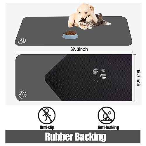 Large Pet Feeding Mat (dark grey / 39.3"L x 15.7"W)