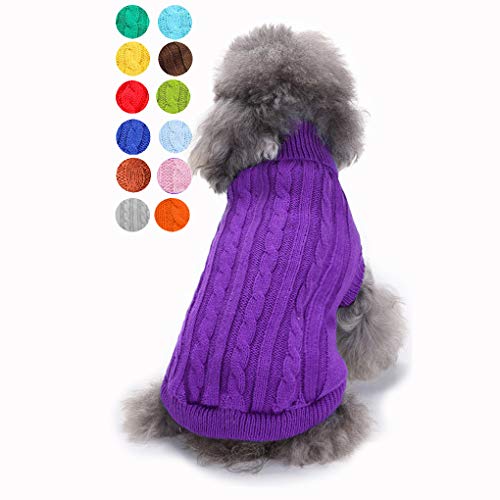 Dog Sweater Soft Warm Turtleneck Knitted Clothes for Small Medium Large Pet (Purple / XXX-Large)