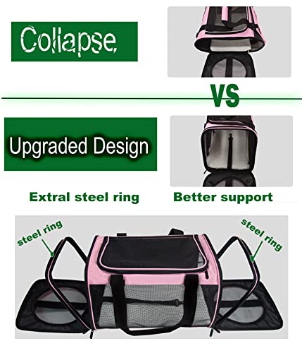 Soft Sided Pet Carrier for Cats Small Dogs of 15 Lbs Medium Pink (19.3"L x 11.3"W x 11.3"H / New-Pink)