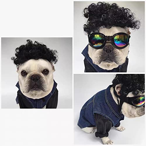 Dog Costume Cat Apparel Dog Toys Curly Braids Headgear Wigs Styling Cute Funny Pet Hair Accessories Decoration for Halloween (Black)