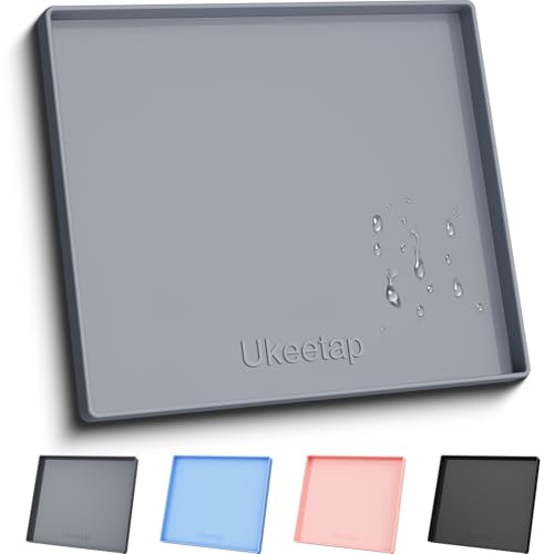 22" x 19" Extra Thick Silicone Mat Waterproof with Raised Edge (Gray / 22"L x 19"W)