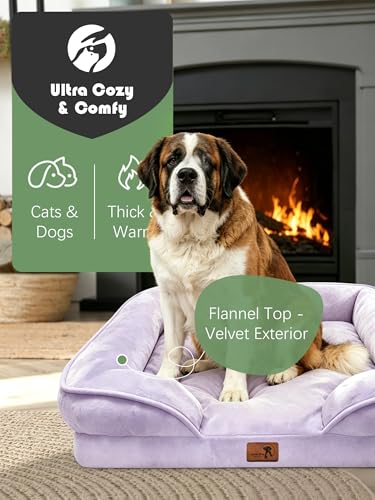 Orthopedic Dog Bed with Sides (53.0"L x 42.0"W x 8.0"Th / Purple)