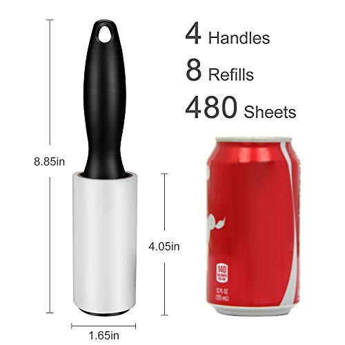 Lint Roller for Pet Hair (4 Handles + 8 Refills)