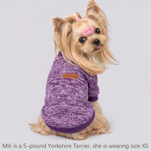1 Pack Dog Sweater for Small Dogs Girl Boy Winter Fleece Clothes Warm Soft Dog Sweatshirt Outfit for Dogs Cats Pet Apparel (Purple / XL (Back: 17.7", Chest: 22.8", 18-22 lbs))