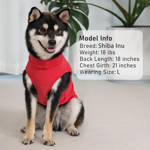 2Pack Dog Sweater for Small Dogs Soft Pet Coats Fleece Sweatshirt (Large (12-18lbs) / 9# Red+Red Stripe)