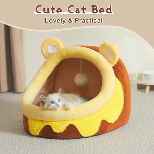 Cute Cat Bed for Indoor Cats (Medium / Brown)