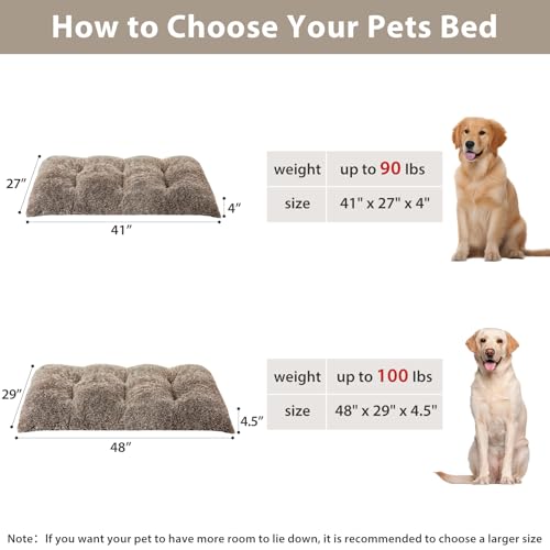 Dog Beds for Large Dogs (Khaki / 2XL(48x29 inch))
