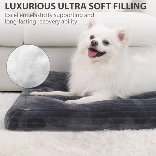 Washable Dog Crate Bed Kennel Mat for Small Dogs (Gray / 23.0"L x 18.0"W x 2.5"Th)