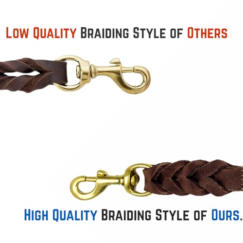 Leather Short Dog Leash 15 Inch (Brown / 1 FT)
