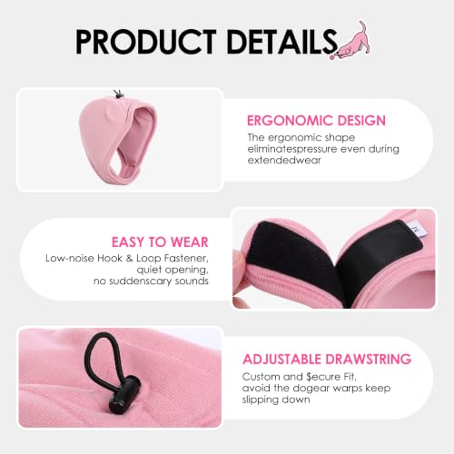 Dog Ear Muffs Noise Protection Thick Padded Dog Calming Hoodie (Pink / Medium)