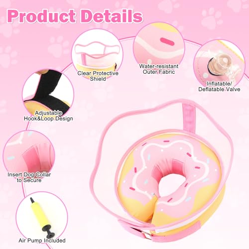 Inflatable Dog Cone Collar for Dogs to Stop Licking After Surgery (Pink / XXL (Neck 19"-24"))