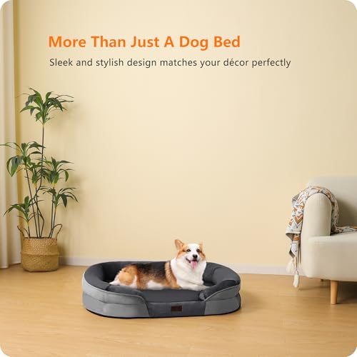 Orthopedic Waterproof Medium Dog Bed Sofa (Medium(36 x 25.5 x 6 inch) / Dark Grey)