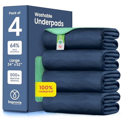 Washable Underpads (Navy / 34"x52" (Pack of 4))