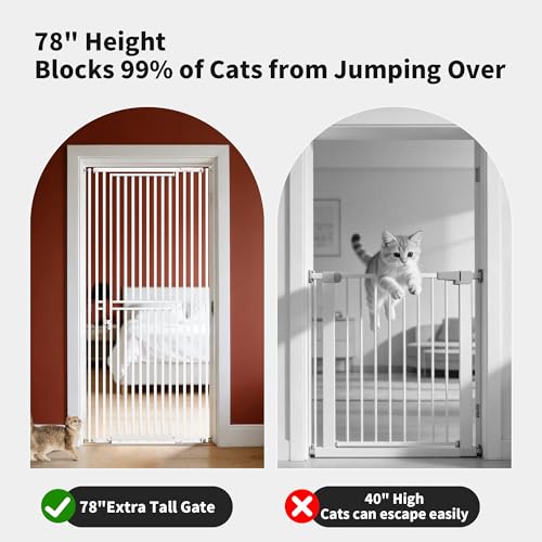 78.74" Extra Tall Cat Gate for Doorway (W27.56-32.28")
