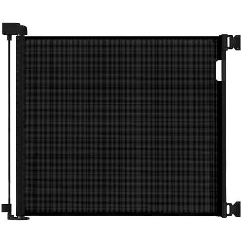 Retractable Baby Gate for Doorways and Stairs (Black / 33x55 Inch)