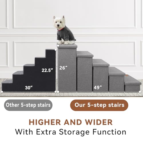 Dog Stairs with Storage (Grey No Condo / 5)
