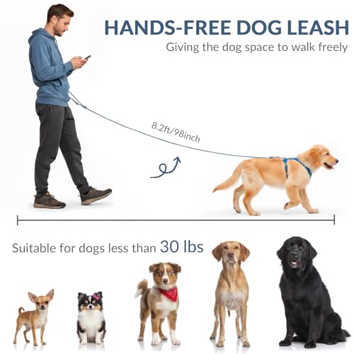 8.2ft Hands Free Dog Leash (Blue)