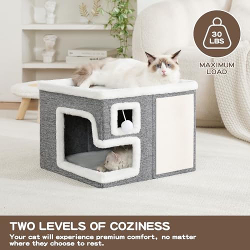 Cat Houses for Indoor Cats (Grey / Large)