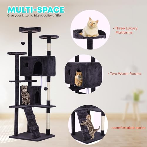 70" Cat Tree Tower (Ashy)