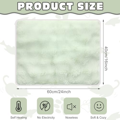 3 Pack Green Self Warming Cat Bed Indoor 16''x24'' Self Heating Cat Mat Ultra Soft Thermal Kitten Bed Heated Pet Dog Pad Washable Removable for Outdoor Use Non Slip Reflect Body Heat (16''x24'' / Green)