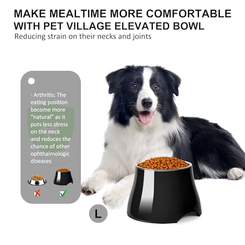 Dog Bowls Cone Friendly Non Slip Single Dog Bowl with Stainless Steel Inner (Large(3 Cups) / Black)