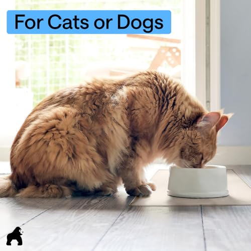 Dog Food Mat 100% Waterproof Silicone (Beige / 23"l X 15"w)