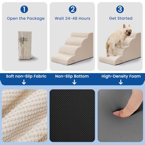 Dog Steps for Bed 17.7" H (Beige)