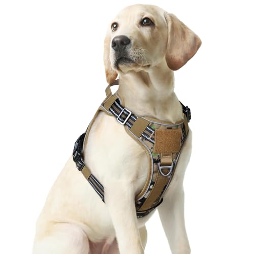 Tactical Dog Harness Medium Sized (M(chest:20.1"-33.9",neck:17.7"-22.3",back:7.5") / Brown Camo)