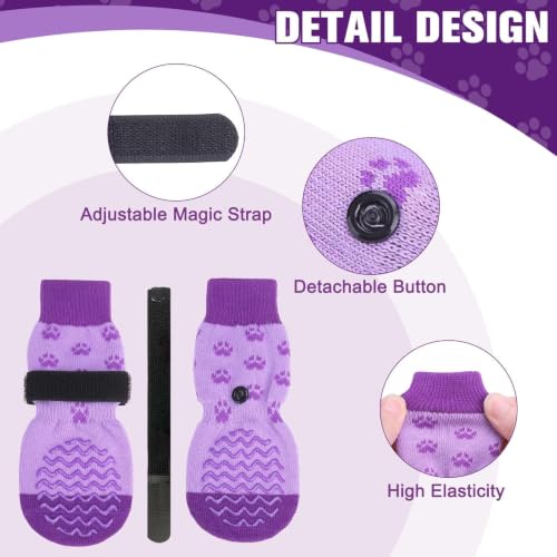 Anti Slip Dog Socks to Prevent Licking Paws for Hot Pavement (Purple / Small)