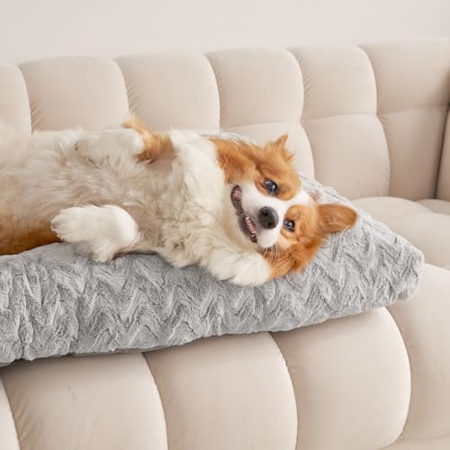 Washable Large Dog Bed for Crate (Grey / 35" x 23"x 3.5")