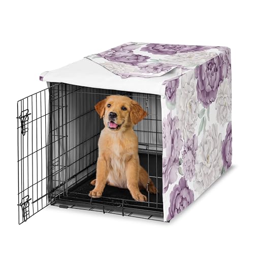 48in. Large Dog Crate Cover (Purple and Ivory Peony / 48.0"L x 32.5"W x 30.5"H)