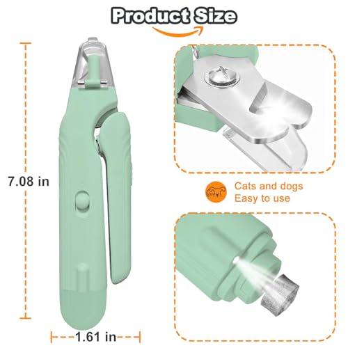 2-in-1 Dog Nail Grinder & Dog Nail Clipper for Sensitive Pets (Green)