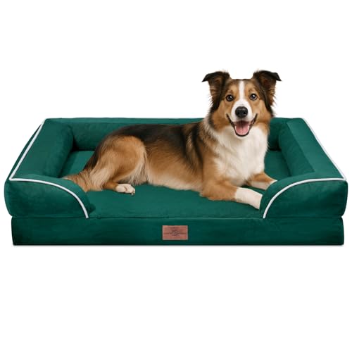 Waterproof Orthopedic Dog Beds for Large Sized Dog (38.0"L x 25.0"W x 7.0"Th / Emerald)